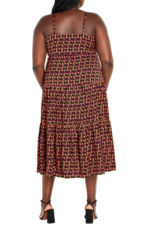 City Chic Nova Tiered Midi Dress In Orange