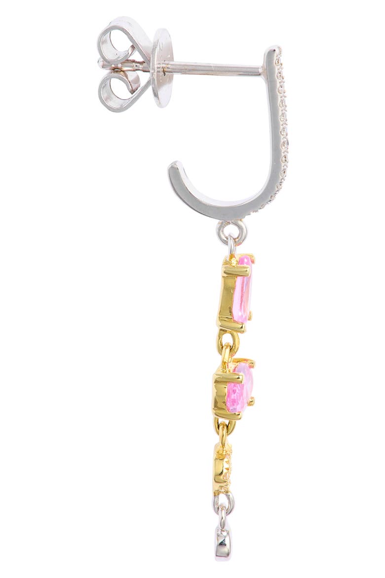14k Gold Pink Sapphire & Diamond Drop Earrings, Alternate, color, YELLOW GOLD