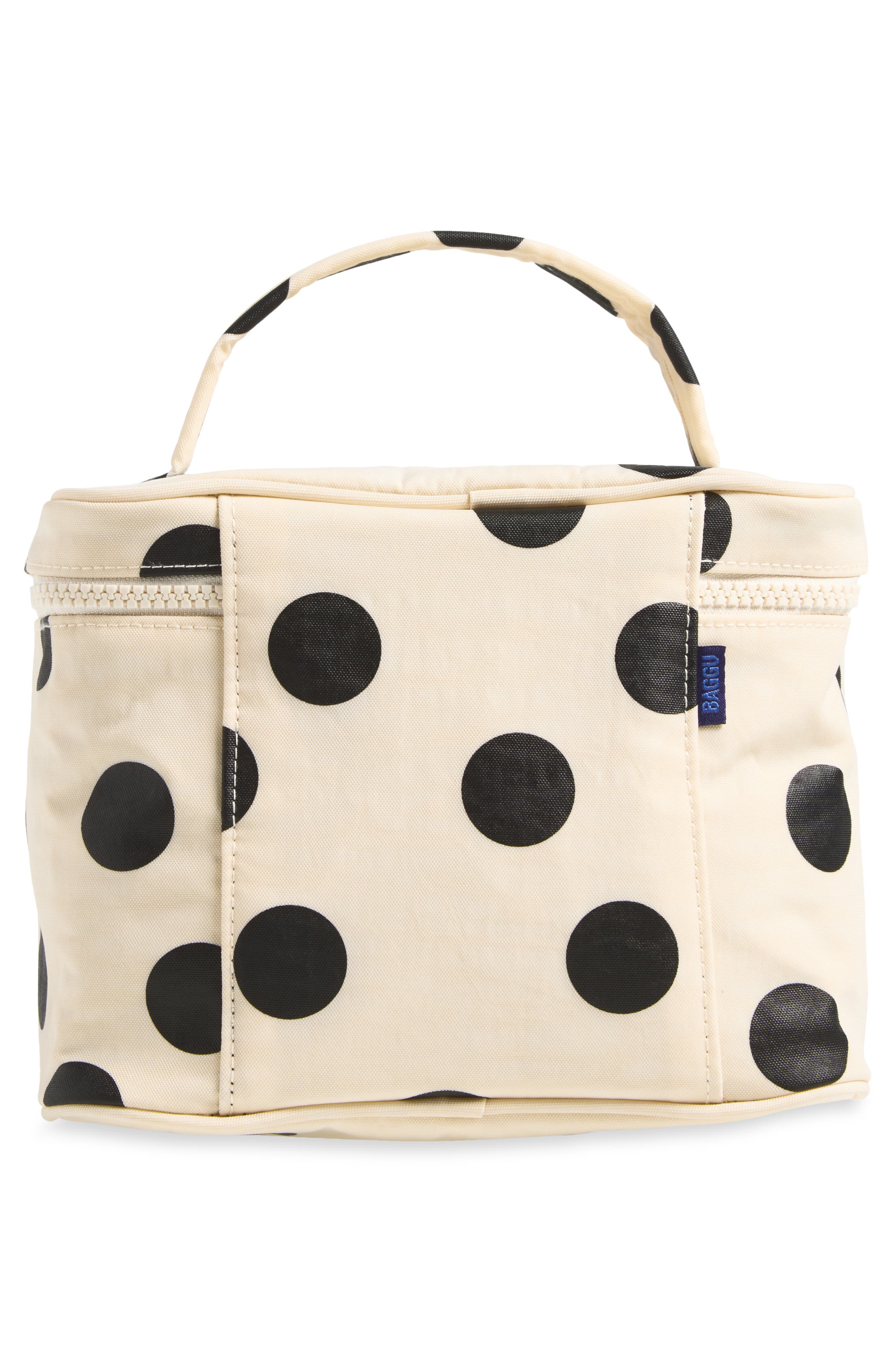 Large Cosmetic Case, Alternate, color, CREAM AND BLACK POLKA DOT