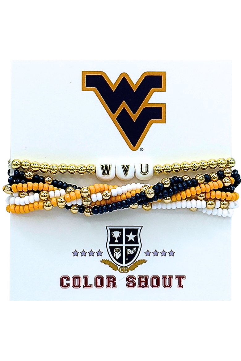 West Virginia Lucky 7 Bracelet Set, Main, color, Yellow Gold