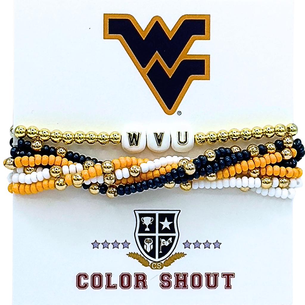 Color Shout West Virginia Lucky 7 Bracelet Set In Gold