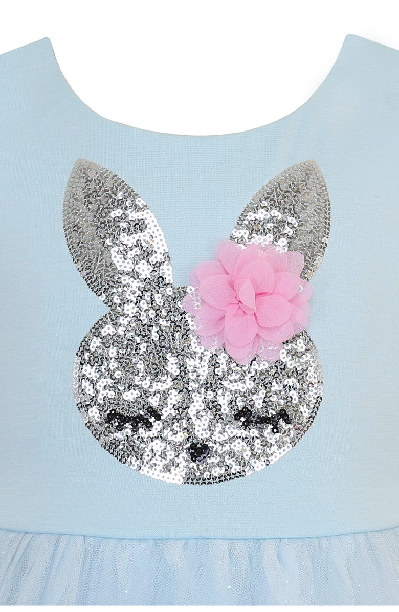 Zunie Kids' Ponte Sequin Bunny Tutu Dress, Alternate, color, Aqua/ Pink