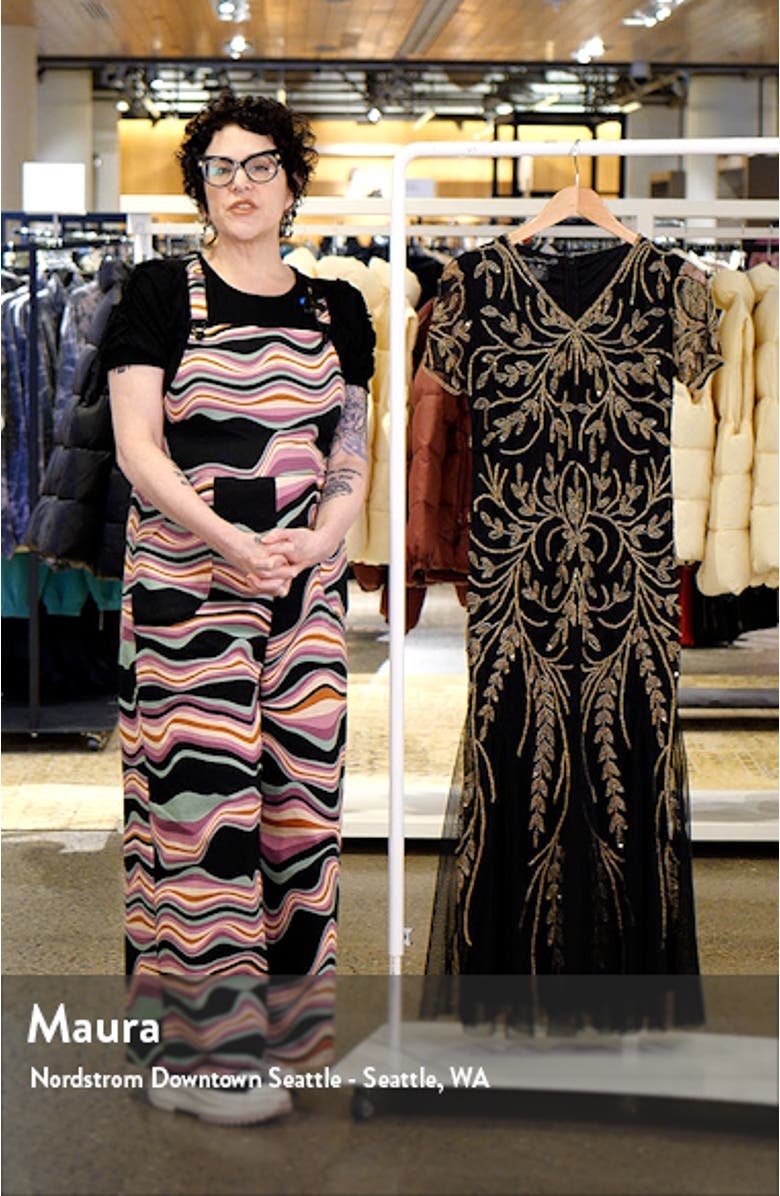 V-Neck Embellished Mesh Gown, sales video thumbnail