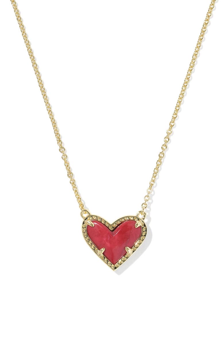 Ari Heart Pendant Necklace, Main, color, GOLD RED VARIEGATED MAGNESITE