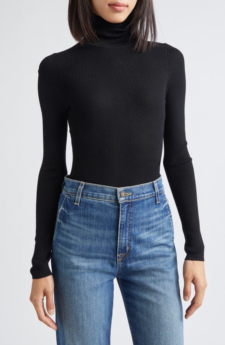 TWP Wool Rib Turtleneck Top, Main, color, Black