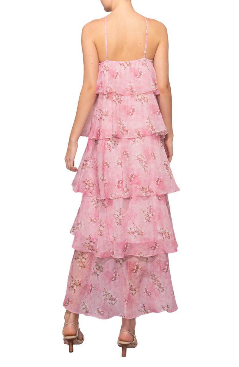 MELLODAY Floral Tiered Maxi Dress, Alternate, color, Pink Floral