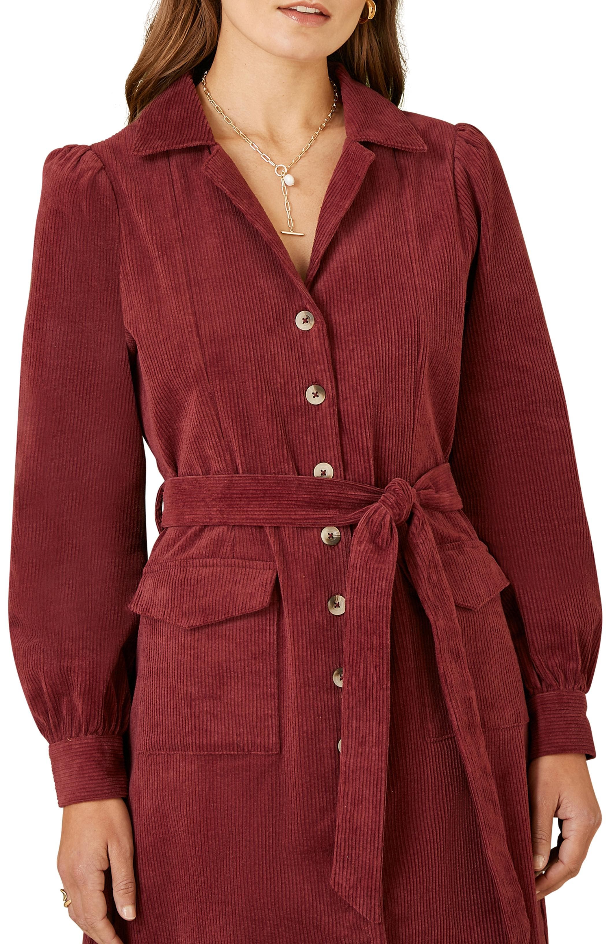 cord midi shirt dress Yumi Women's Cosmic Embroidery Cord Midi Shirt Dress