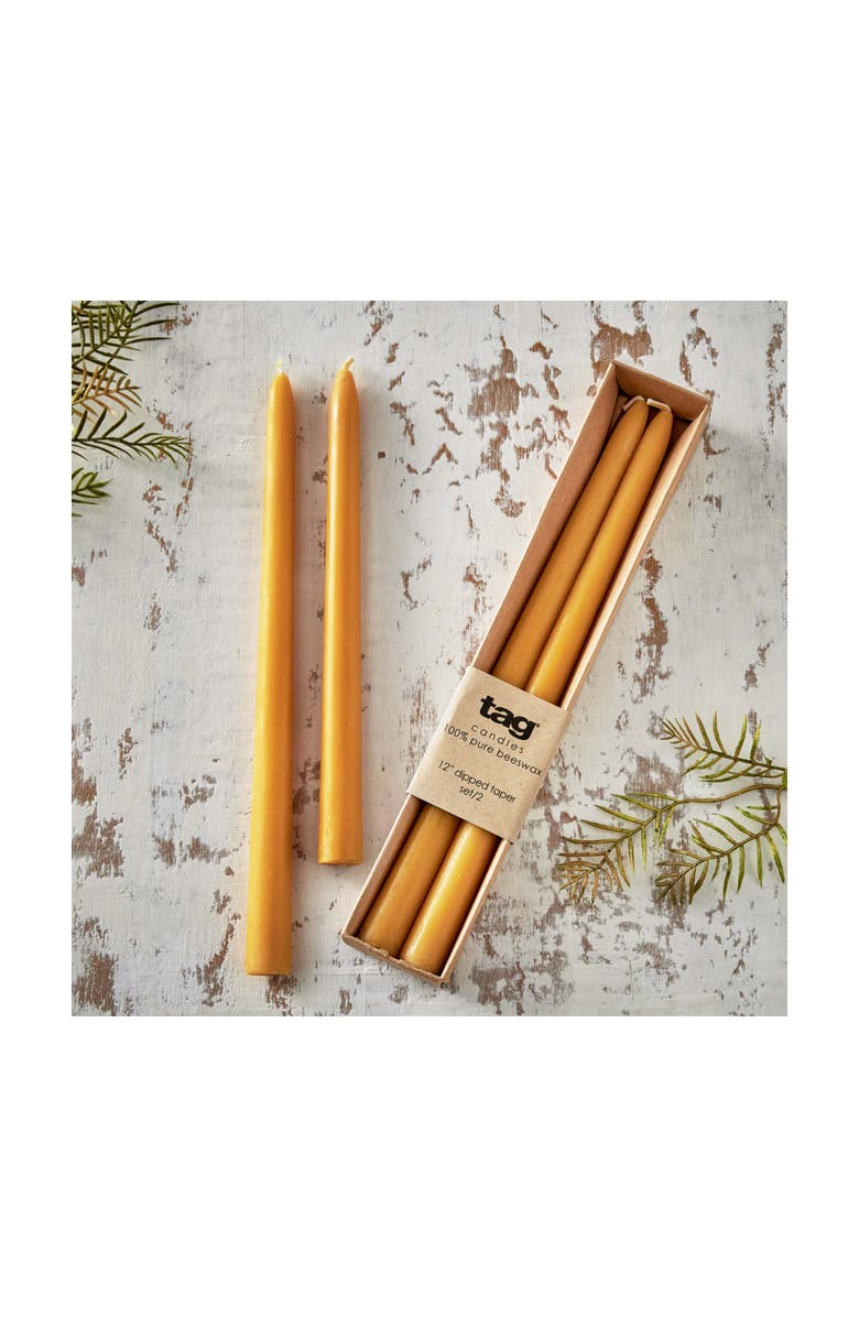 tag Beeswax Dipped Taper Candles Honey Yellow Set of 2, Alternate, color, Yellow