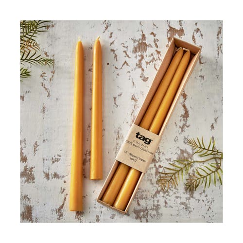 Tag Beeswax Dipped Taper Candles Honey Yellow Set Of 2 In Yellow
