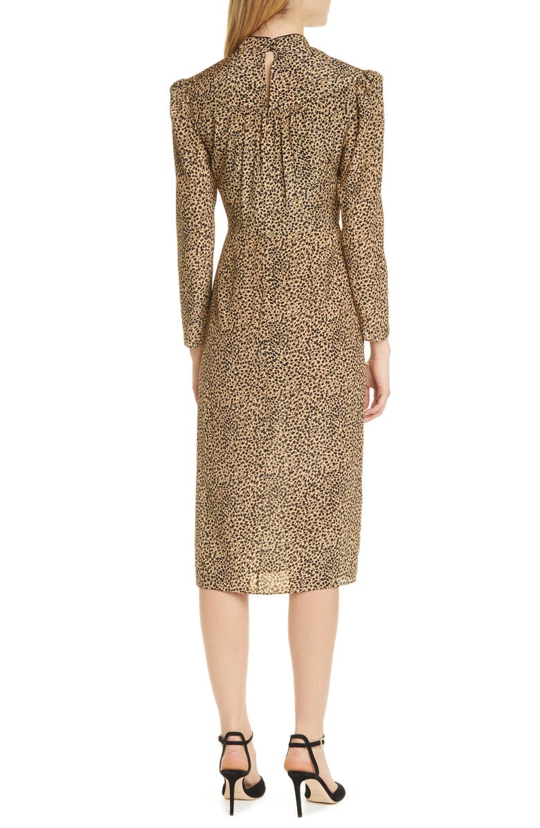 SALONI Andrea Cheetah Print Long Sleeve Silk Dress, Alternate, color,