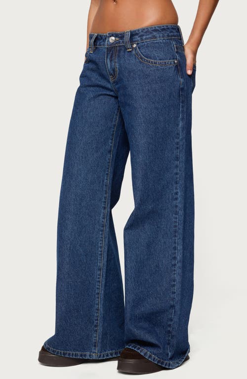 Edikted Raiyne Low Rise Wide Leg Jeans In Blue