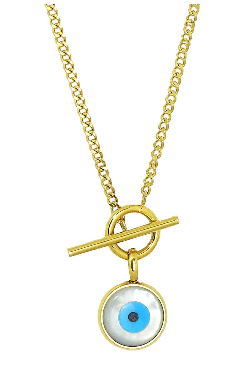 SAVVY CIE JEWELS 14K Gold Plated Evil Eye Toggle Necklace, Main, color, 