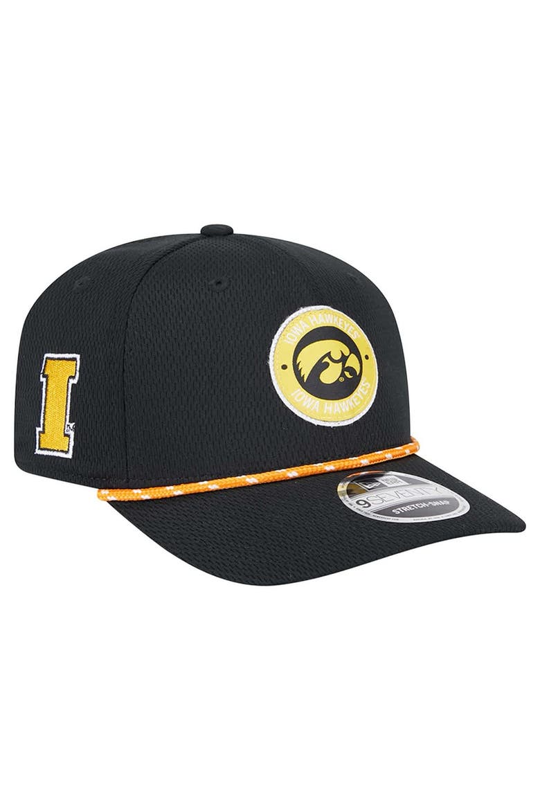 Men's New Era Black Iowa Hawkeyes COOLERA 9SEVENTY Rope Stretch-Snap Hat, Main, color, Black