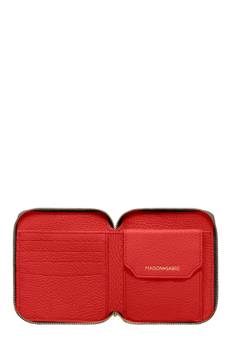 MAISON de SABRÉ Small Leather Zip Around Wallet, Alternate, color, Pomegranate Caviar