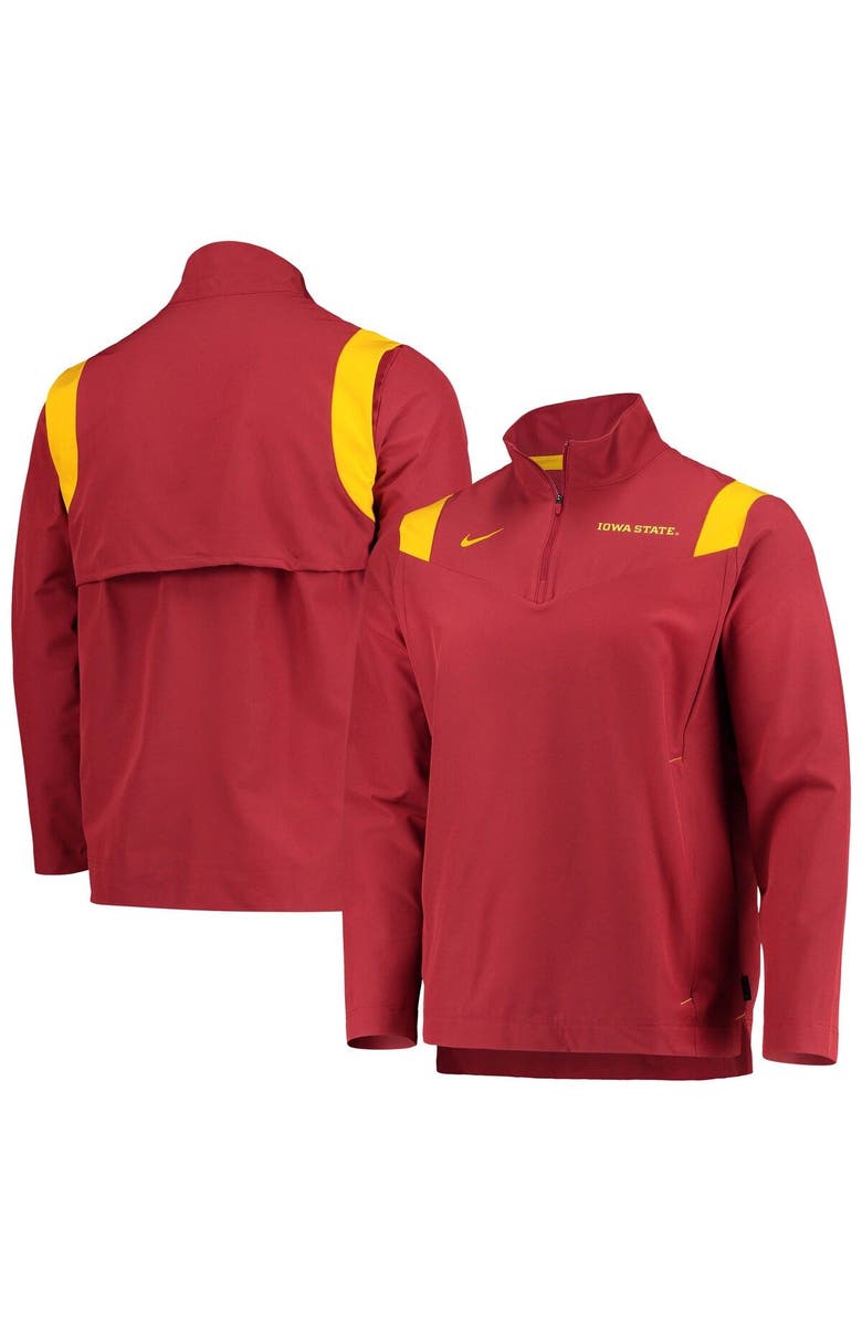 Nike Men's Nike Cardinal Iowa State Cyclones 2021 Team Coach Quarter-Zip Jacket, Main, color, 