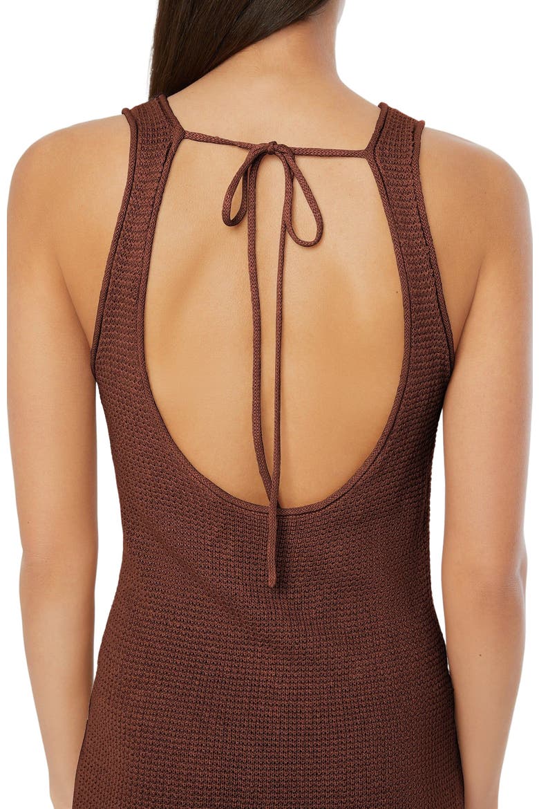 Linen Knit Low Scoop Back Maxi Dress, Alternate, color, Brown