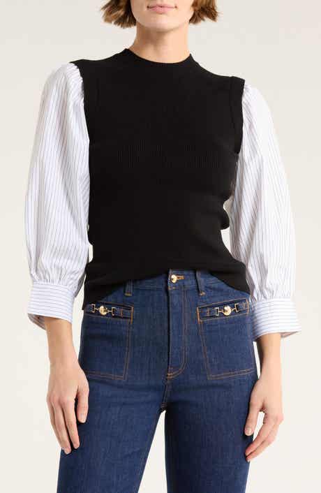 Derek Lam 10 Crosby Tirza Mixed Media Sweater