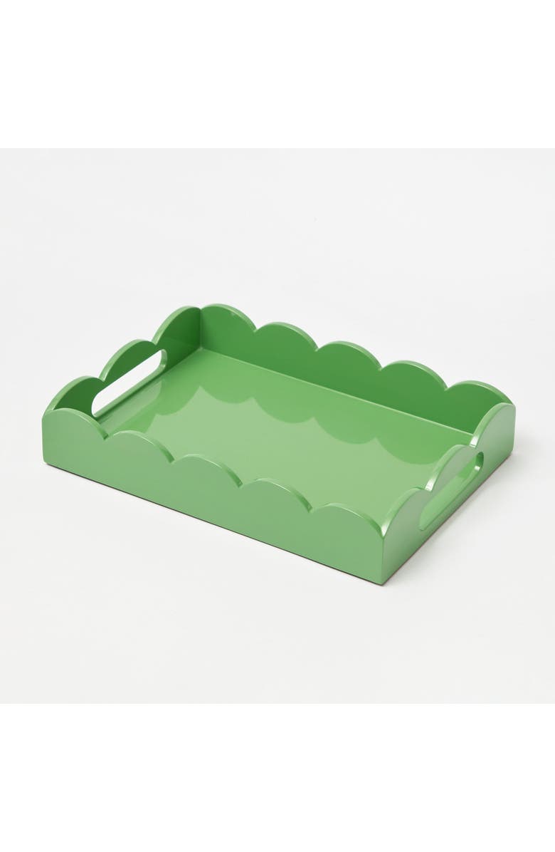 Mrs. Alice Small Lacquer Scalloped Tray, Main, color, Green