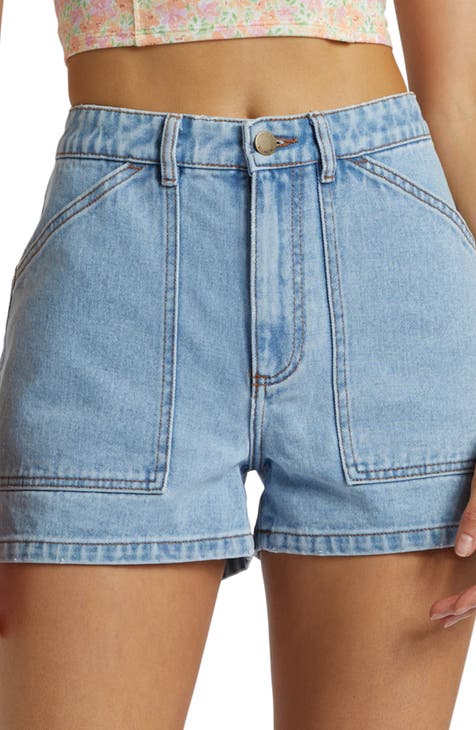 Leia Patch Pocket High Waist Denim Shorts