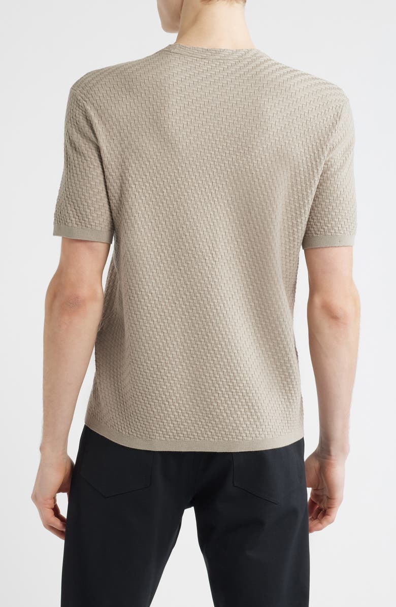 Emporio Armani Short Sleeve Basket Stitch Sweater, Alternate, color, Solid Dark Beige