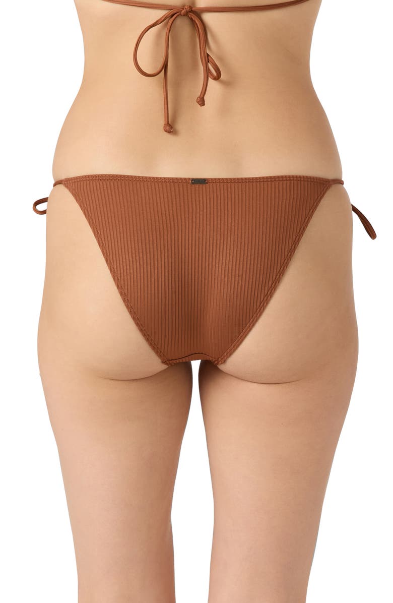 O'Neill Saltwater Solids Maracas Rib Side Tie Bikini Bottoms, Alternate, color, Rustic Brown