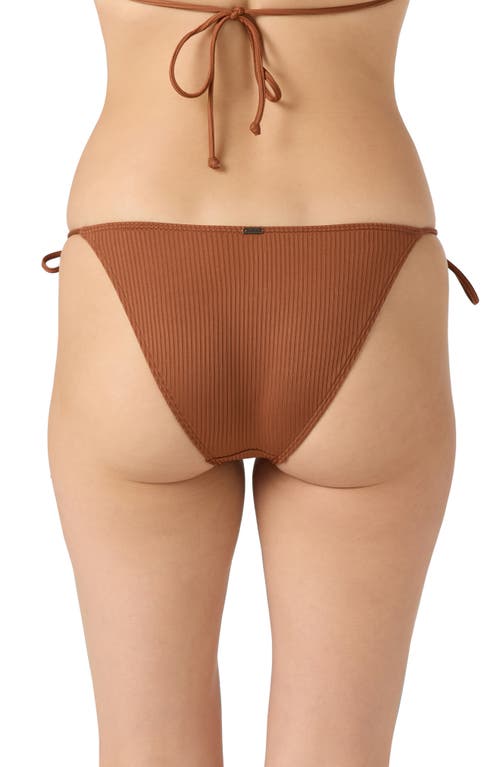 O'neill Saltwater Solids Maracas Rib Side Tie Bikini Bottoms In Brown