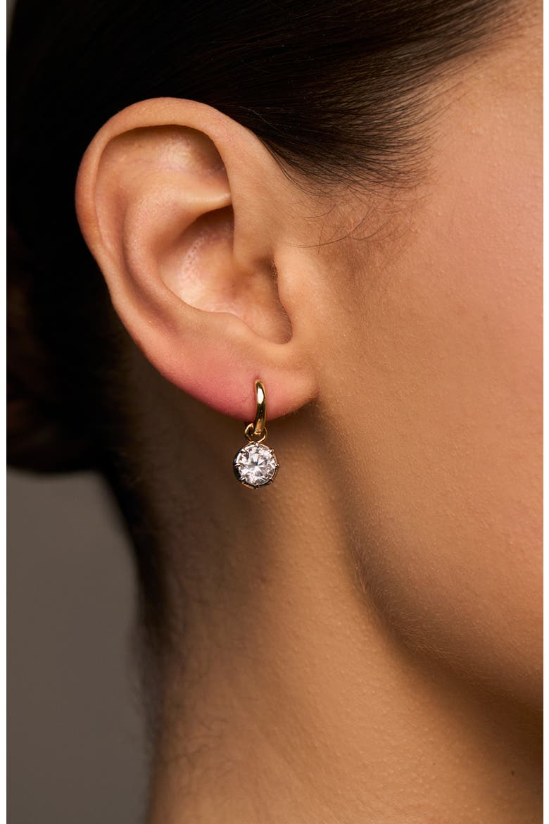 Celeste Charm Huggie Hoop Earrings, Alternate, color, TWO TONE