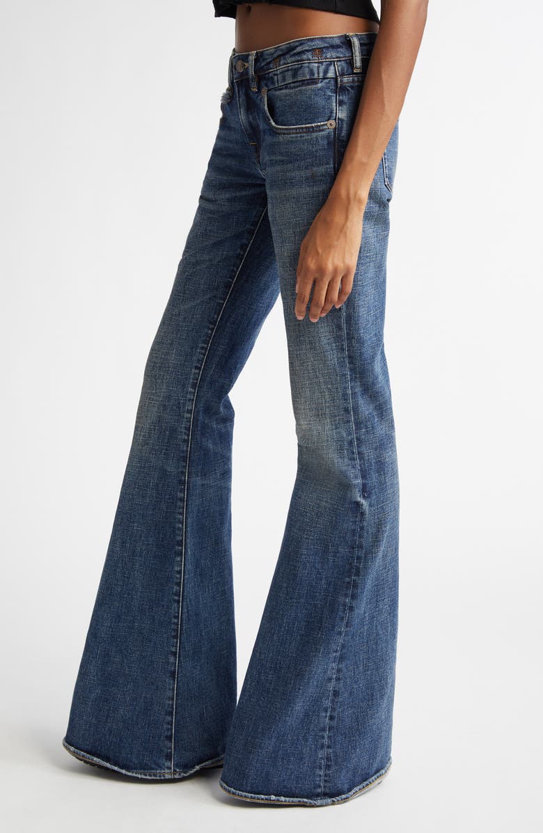 R13 Overflow Boyfriend Flare Jeans, Alternate, color, Mire Blue Stretch