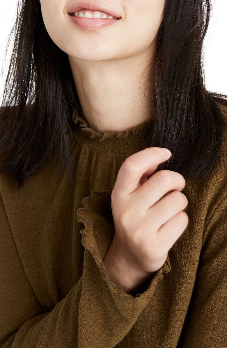 Madewell Texture & Thread Ruffled Mock Neck Top, Alternate, color, 