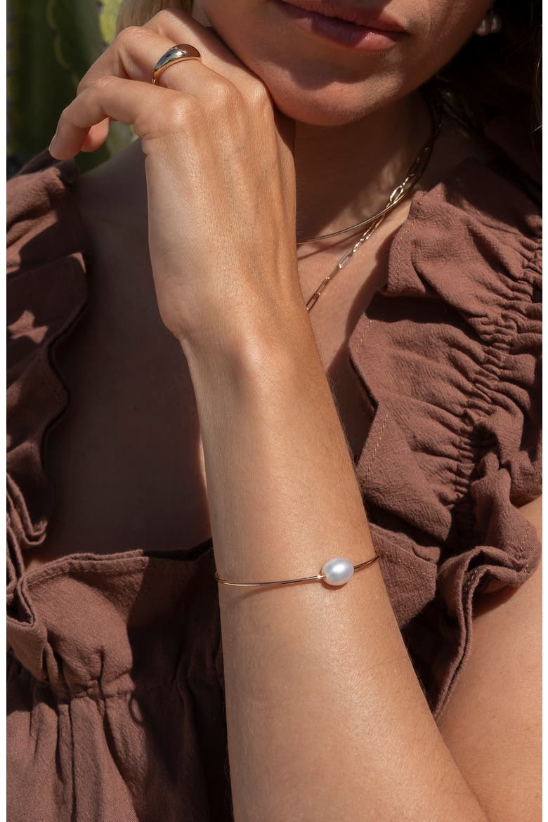 Isla Imitation Pearl Bangle, Alternate, color, 14K GOLD PLATED