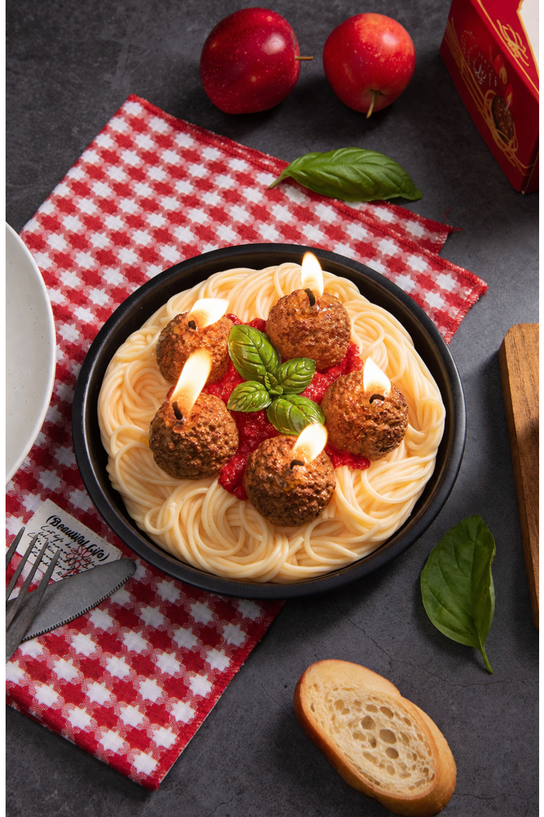 Spaghetti and Meatballs Candle, Alternate, color, Spaghetti And Meatballs