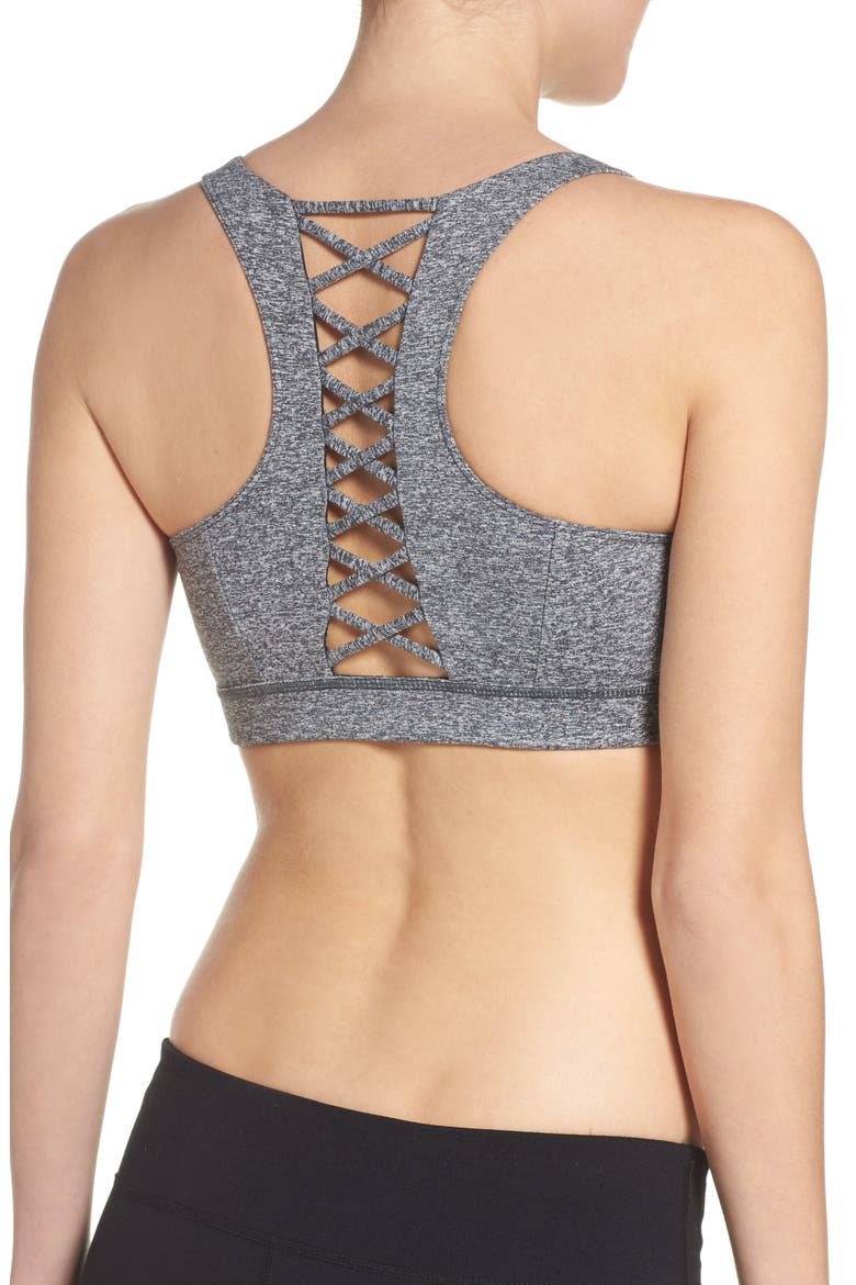 Lace It Up Sports Bra, Alternate, color, GREY GRAPHITE MELANGE