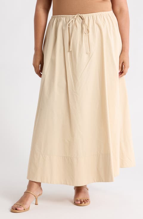 Cotton Poplin Maxi Skirt (Plus)
