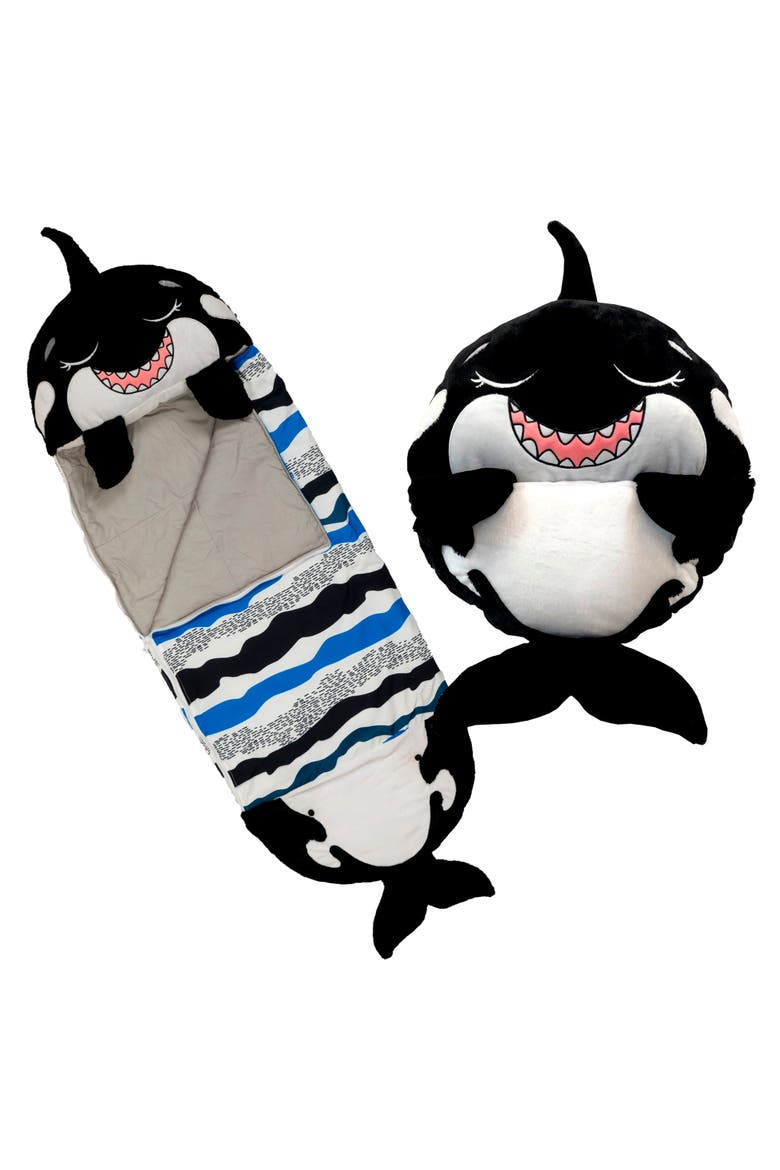 Pillow and Sleepy Sack Medium Ozzy The Black Shark, Alternate, color, Black
