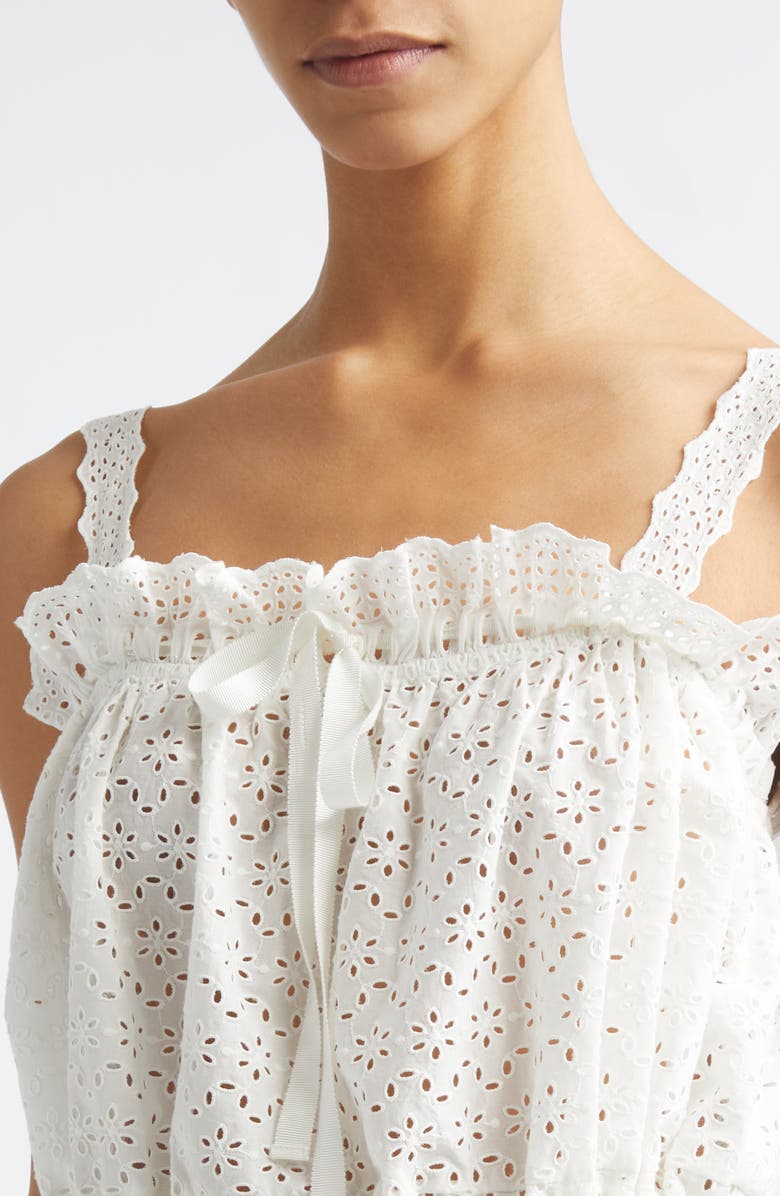 Ulla Johnson Isola Cotton Eyelet Top, Alternate, color, Pristine