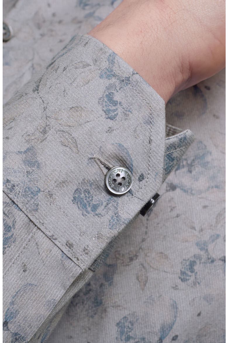 Julian Shaped Fit Floral Cotton Button-Up Shirt, Alternate, color, ZINC