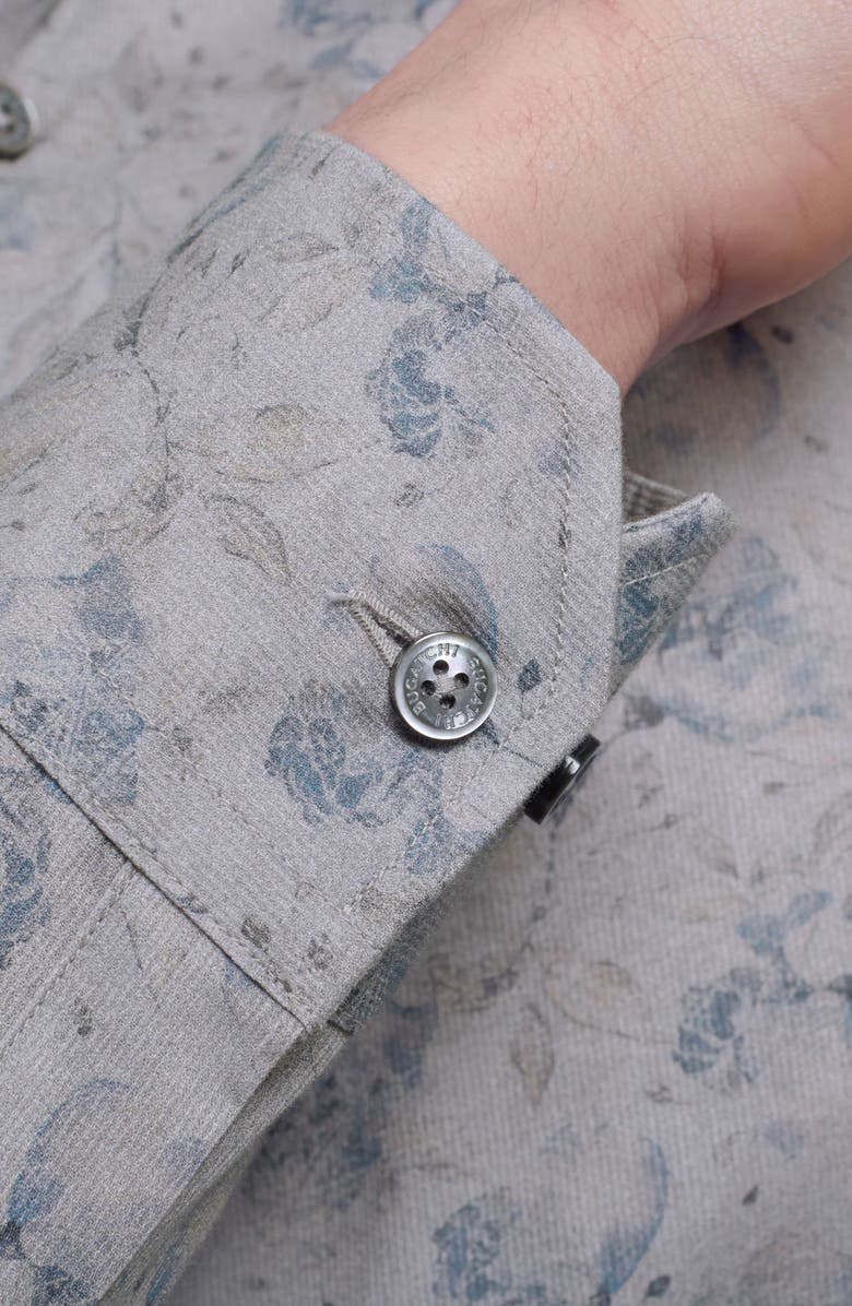 Bugatchi Julian Shaped Fit Floral Cotton Button-Up Shirt, Alternate, color, Zinc
