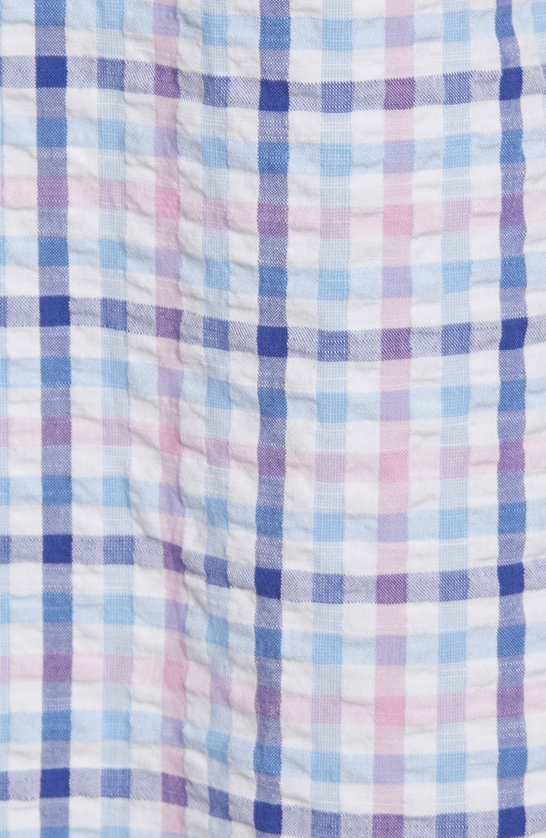 Barbour Tailored Fit Check Short Sleeve Button-Down Seersucker Shirt, Alternate, color, 