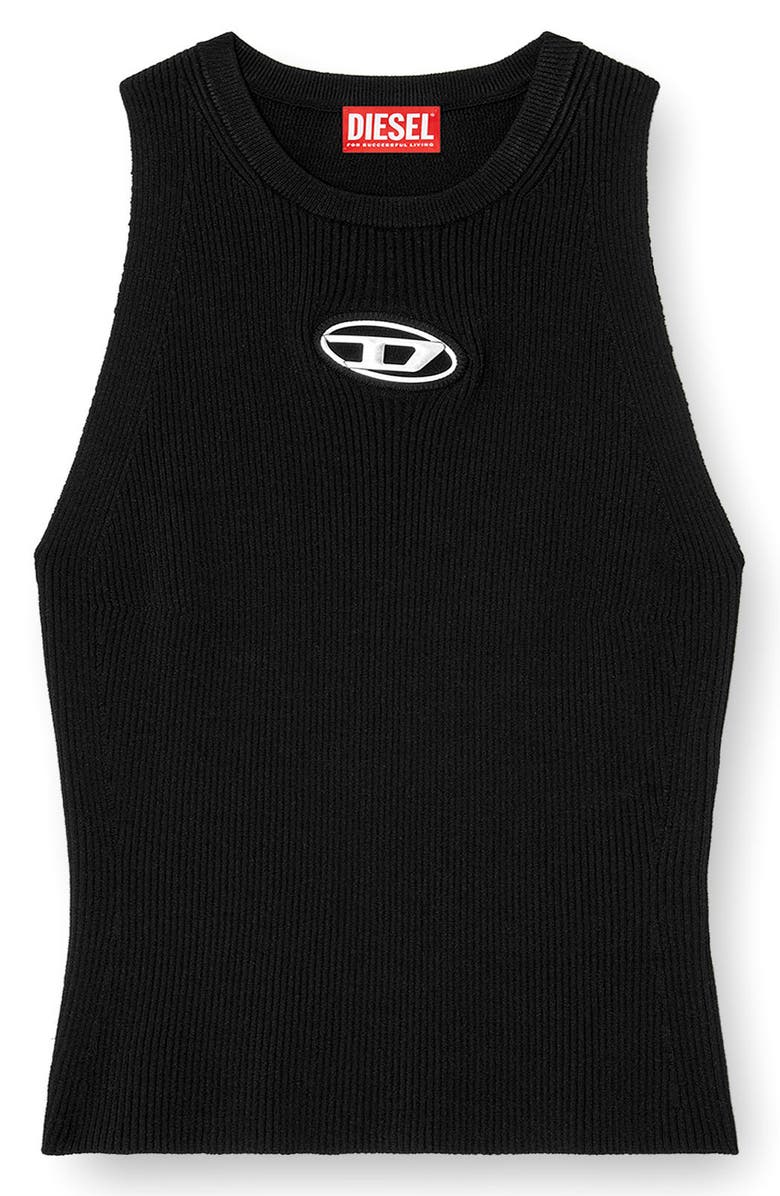 DIESEL<sup>®</sup> M-Caddix-Top Logo Cutout Sleeveless Rib Top, Alternate, color, Deep/ Black