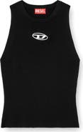 DIESEL® M-Caddix-Top Logo Cutout Sleeveless Rib Top
