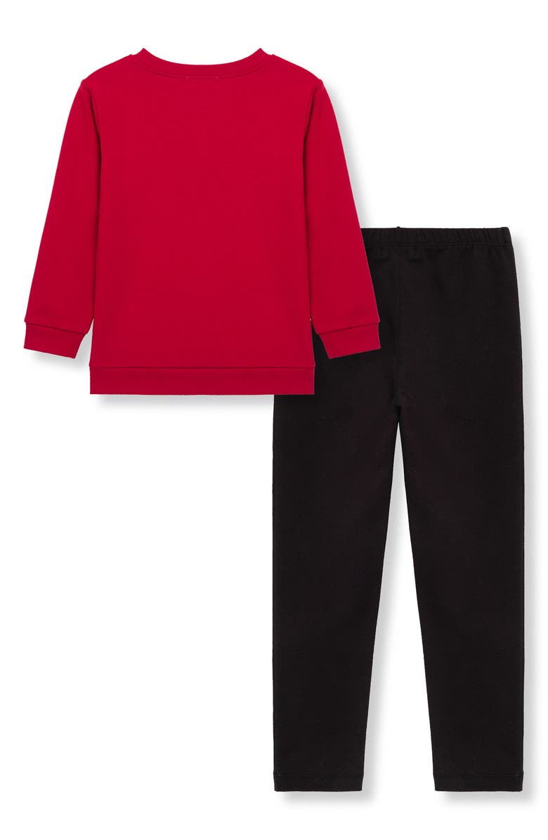 Peek Aren't You Curious Kids' Lace Appliqué Oversize Sweatshirt & Leggings Set, Alternate, color, Red