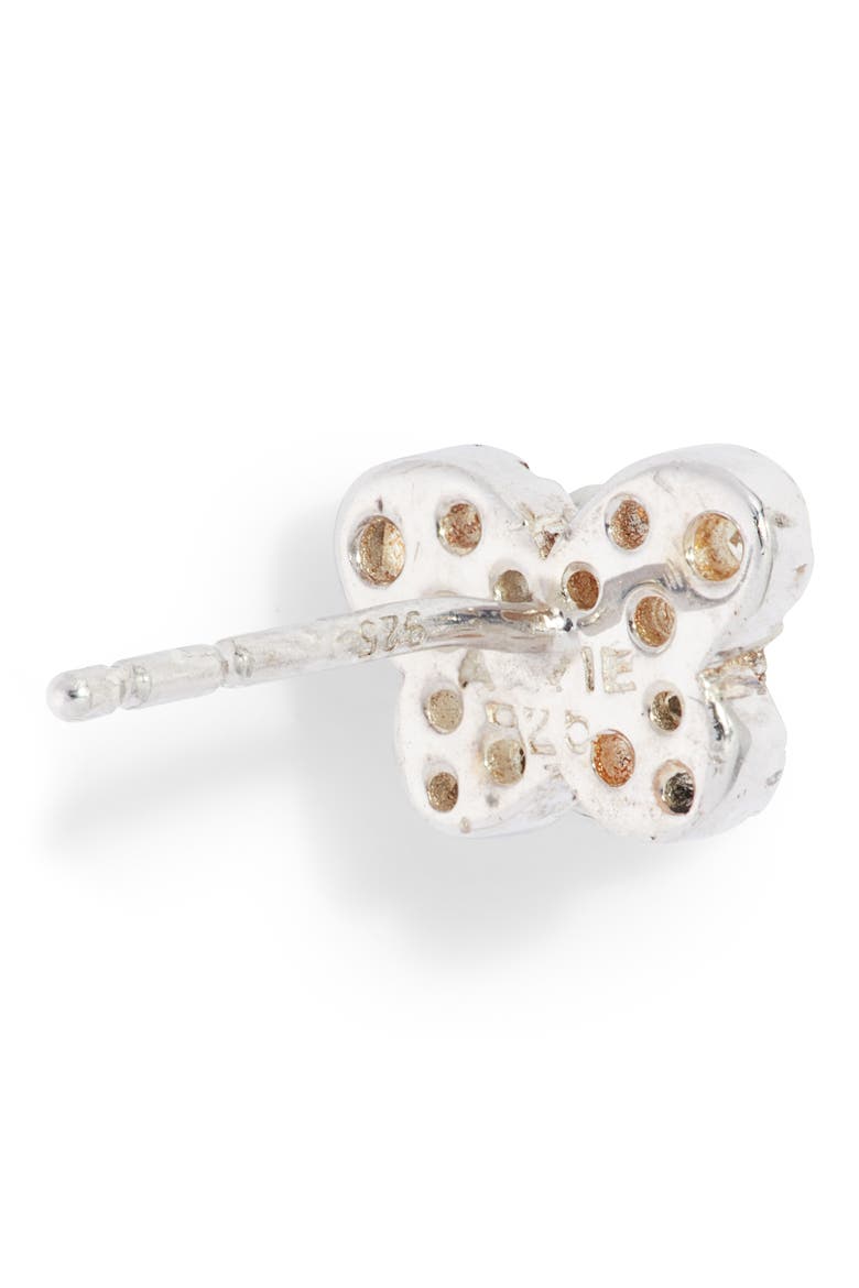 Love Letter Single Pavé Butterfly Stud Earring, Alternate, color, SILVER/ WHITE SAPPHIRE