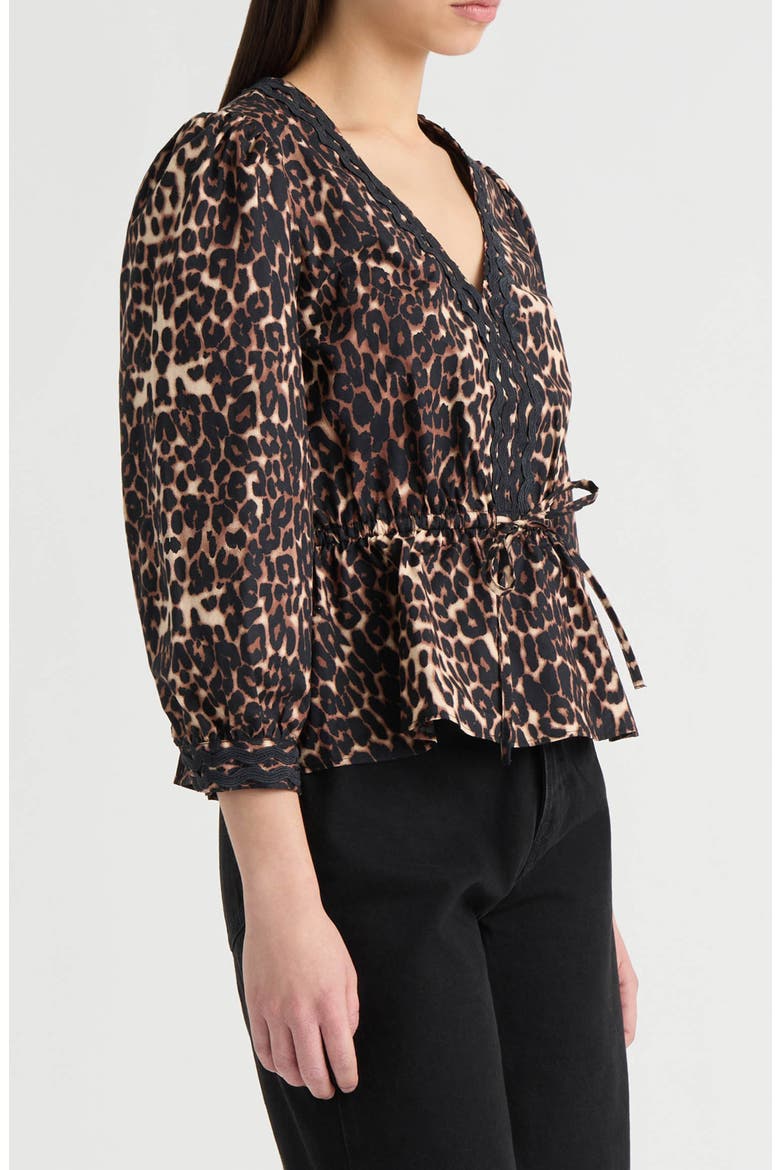 Leopard Print Cotton Peplum Top, Alternate, color, LEOPARD