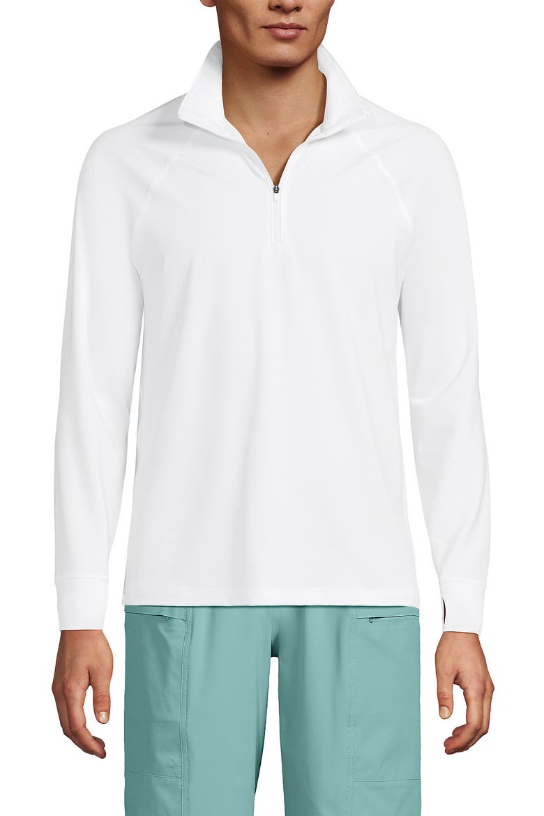 UPF 50 Cooling Quarter Zip Mock Neck Rash Guard Shirt, Alternate, color, White