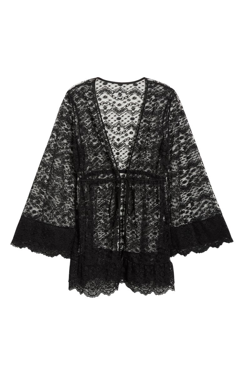 KILO BRAVA Embroidered Sheer Mesh Robe, Alternate, color, Black