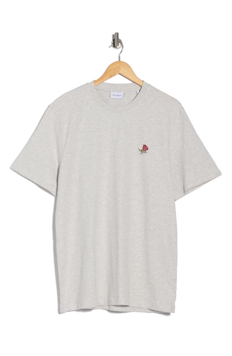 Les Deux Clyde Embroidered T-Shirt, Main, color, Snow Melange