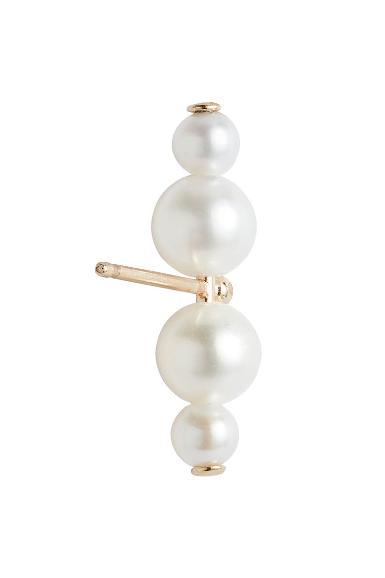 Duo Cultured Pearl Bar Stud Earrings, Alternate, color, GOLD