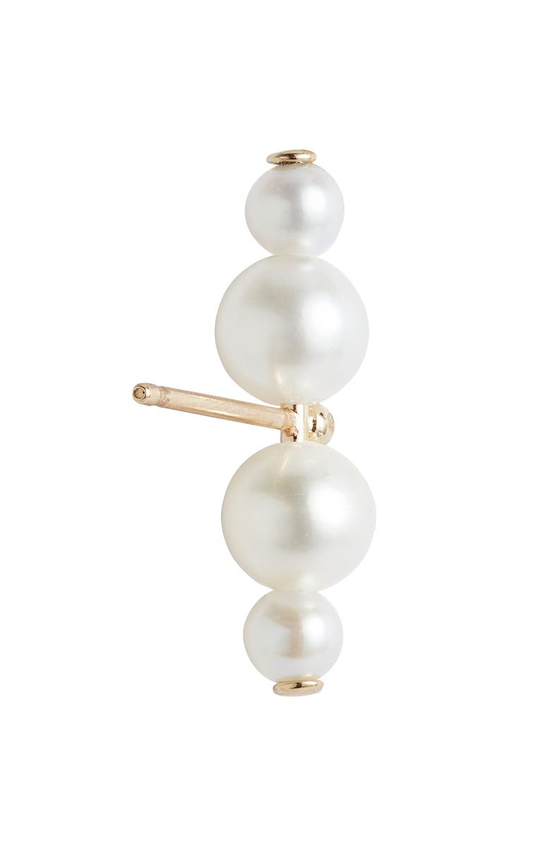 Poppy Finch Duo Cultured Pearl Bar Stud Earrings, Alternate, color, Gold
