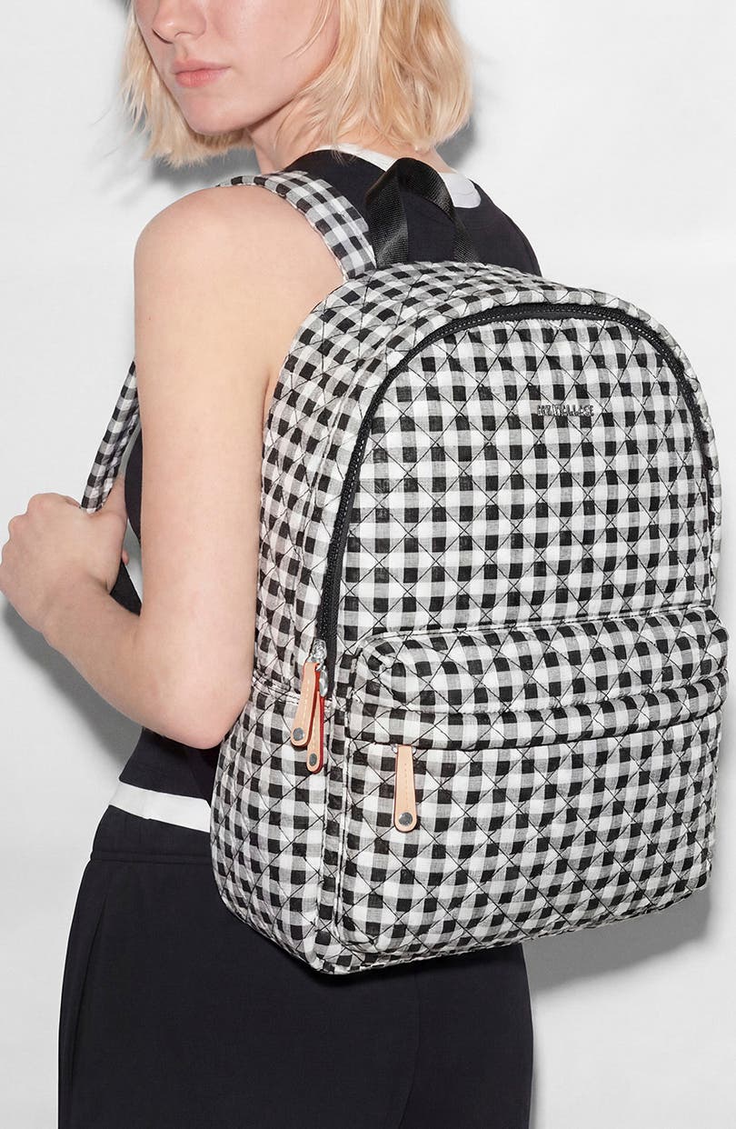 Metro Deluxe Backpack, Alternate, color, BLACK/ WHITE GINGHAM