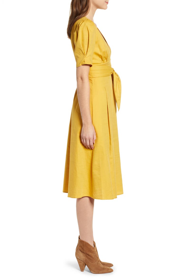 Tie Waist Dress, Alternate, color, CITRINE